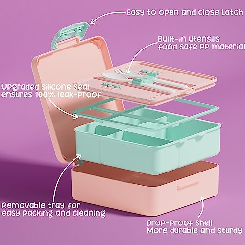 Kids Bento Lunch Box with Toddler Insulated Water Bottle Lunch Bag (7 Count)