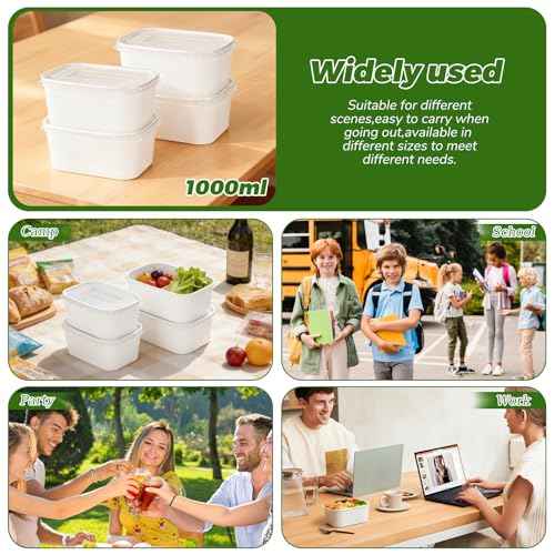 50 Pack 35oz Disposable Meal Prep Containers with Lids & Forks (50 Count)