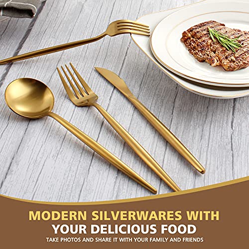 60Piece Stainless Steel Gold Silverware Set for 12