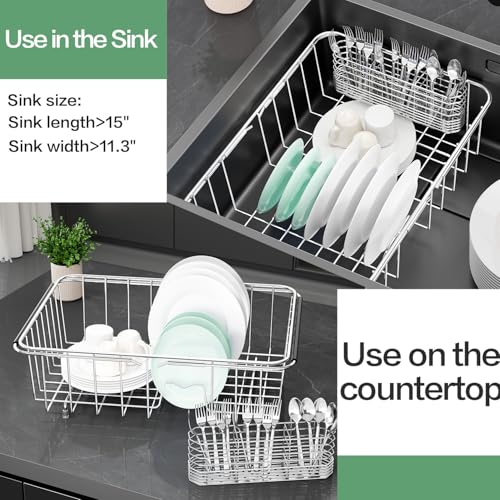 Large Dish Drainer Rack in Sink Adjustable