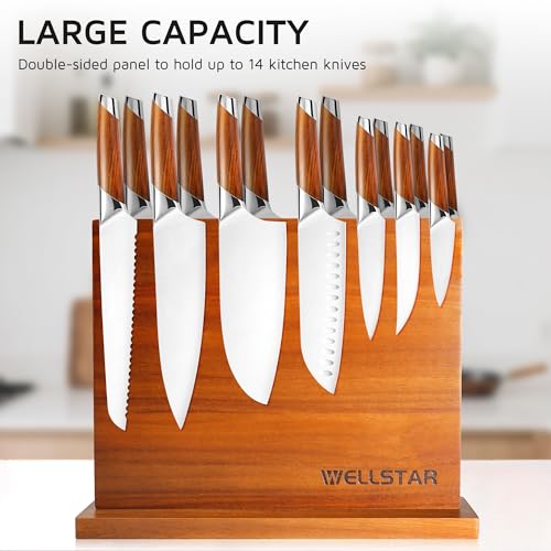 Modern Acacia Magnetic Knife Block Holder 12 x 10 Inches