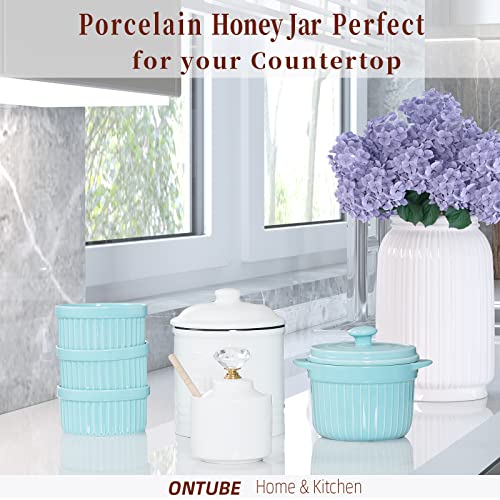 Ceramic Honey Jar with Dipper and Crystal Lid (8 Ounce)