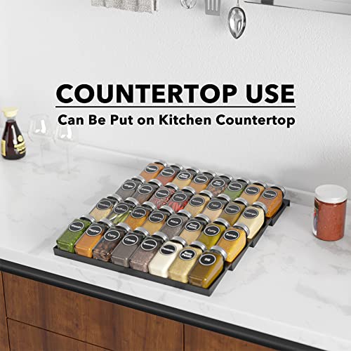 Spice Drawer Organizer with 32 Spice Jars