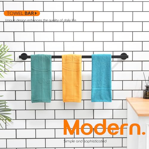 36 Inch Bathroom Towel Bar Bath Towel Rack Kitchen Towel Holder Long Towel Rails Wall Mounted SUS304 Stainless Steel Matte Black AN4001MB