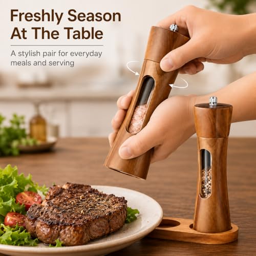 2 Pcs Wooden Salt and Pepper Grinder Set (2 Count)
