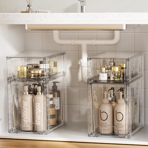 2 Pack Clear Stackable Storage Drawers (2 Count)