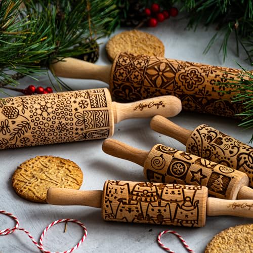 Embossing Rolling Pin VERONICA with Elegant Bloom Pattern