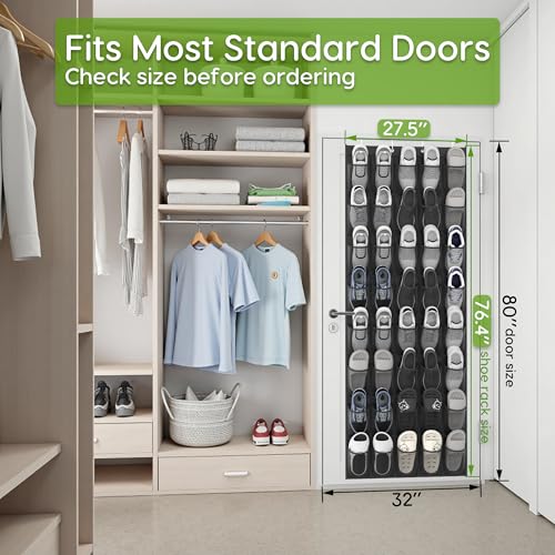 Over the Door Shoe Organizer with 40 Large Breathable Mesh Pockets