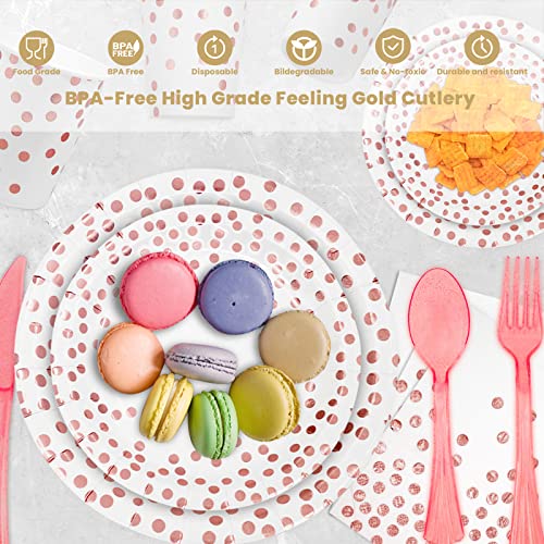 Rose Gold Paper Plates Set (50 Count)