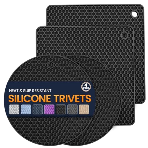 Silicone Trivet Mats 4 Heat Resistant Pot Holders Multipurpose Non