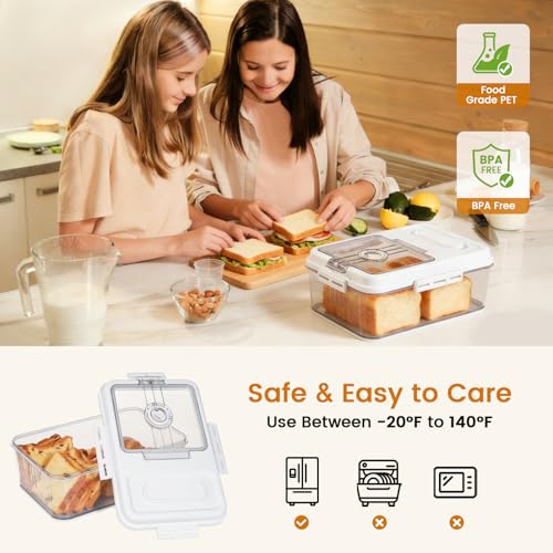 Bread Box for Homemade Bread for Kitchen Counter Airtight (2 Count)
