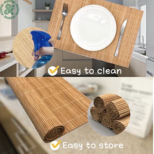 Set of 8 Pcs Bamboo Placemats Sushi Rolling Mat Japanese Style Natural Anti (8 Count)