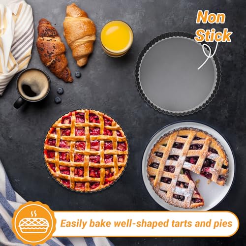 Tart Pan 9 Inch with Removable Bottom (4 Count)