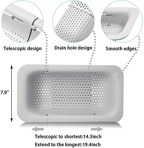 Collapsible Sink Colanders and Strainers Basket Extendable Plastic Fruit Vegetable Strainer Drainer Basket for Kitchen
