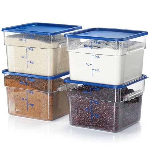 4 Pack Food Storage Containers with Blue Lids (4 Count)