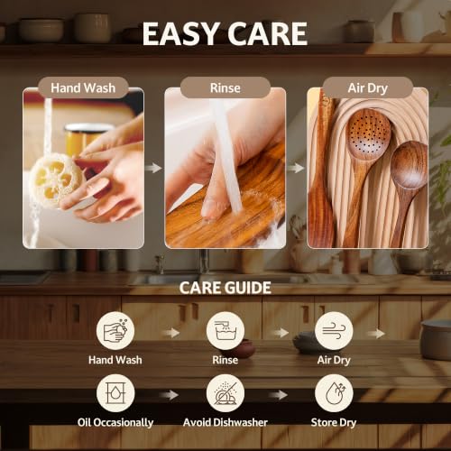 6 Piece Teak Wood Cooking Utensil Set (6 Count)