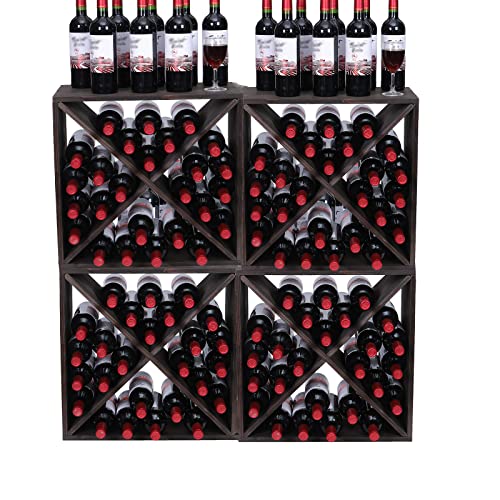 Wine Rack Cabinet countertop Wooden Stackable Storage Retro Cube freestanding Floor Wine Bottle Holder Stand
