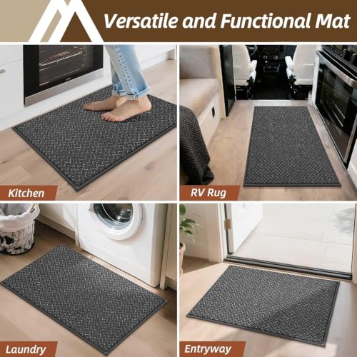 Dirt Trapper Door Mat 17"x30" Non Slip Washable Dark Grey