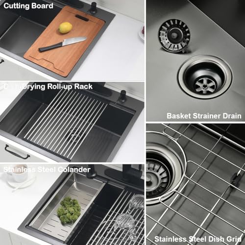 26 inch Black Drop in Kitchen Sink