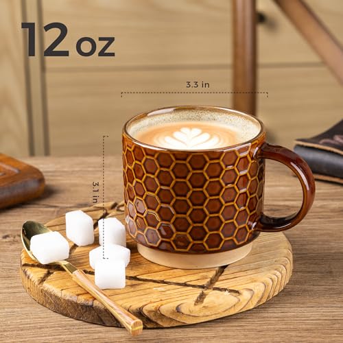 12 OZ Stackable Coffee Mugs Set of 4 (4 Count)