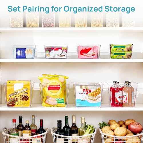 8 Pack Clear Storage Bins Set for Pantry Organizer (8 Count)