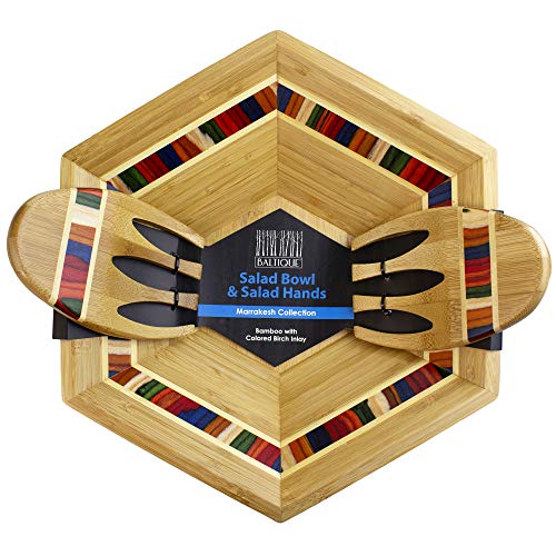Baltique Marrakesh Collection 14" Salad Serving Bowl with Salad Hands