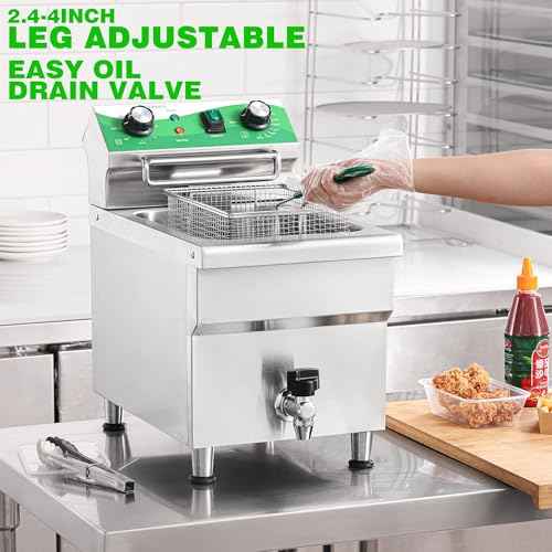12.7 QT Commercial Fryer Electric Deep Fryer with Basket and Lid