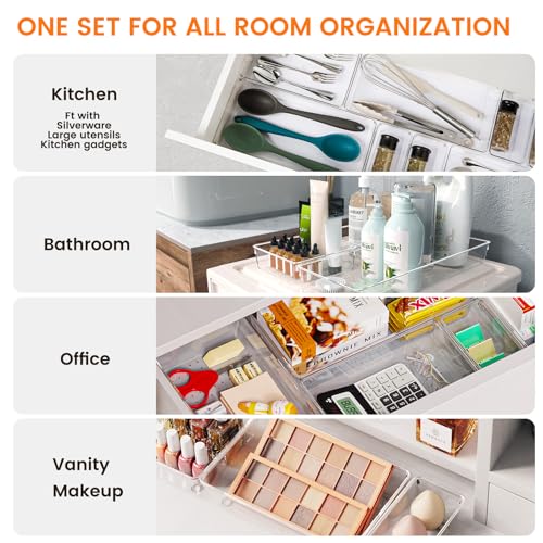 30 Pack Large Clear Plastic Drawer Organizer Bins (30 Count)