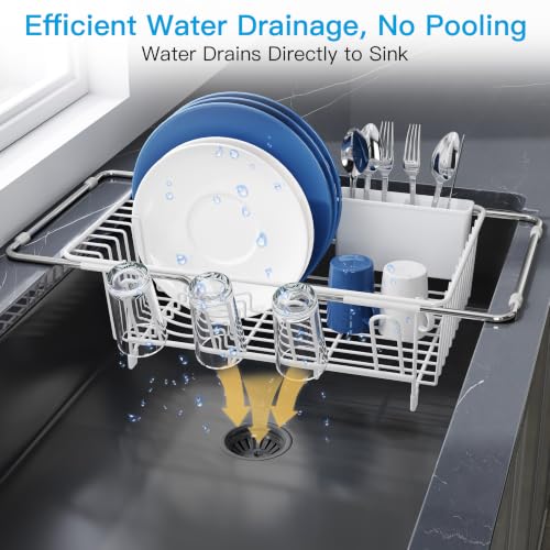 White Dish Drying Rack in Sink