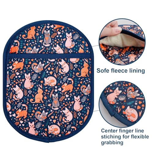 Pot Holders with Transparent Clear Silicone Shell and Nice Cat Flower (2 Count)