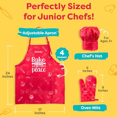 Adjustable Kids Chef Hat & Apron for Boys & Girls (7 Count)