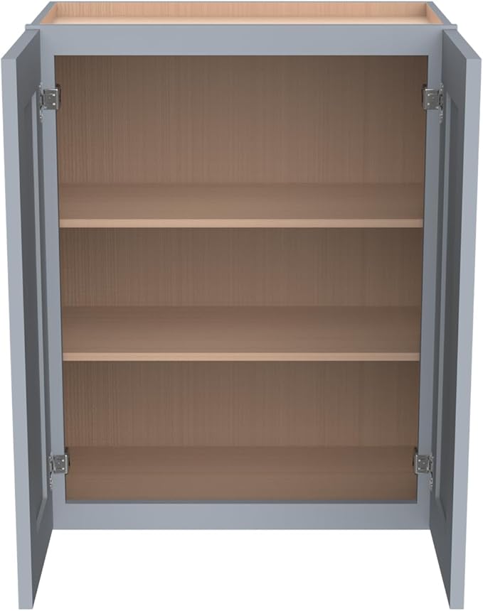 Wall-Mounted Cabinet – Solid Wood Shaker Style Medicine Cabinet with Adjustable Shelves & Soft-Close Doors for Bathroom, Kitchen, and Office Storage (Grey, 39" W x 12" D x 36" H)