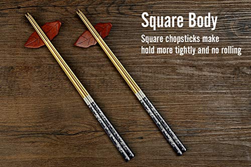 Chopsticks Reusable Titanium Plated Metal Chopsticks 304 Stainless Steel Chopstick Dishwasher safe Japanese Korean lightweight Engraved Anti