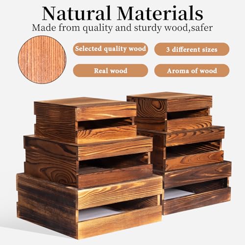 6 Piece Rustic Wood Buffet Risers with Mini Signs for Dessert Table (6 Count)