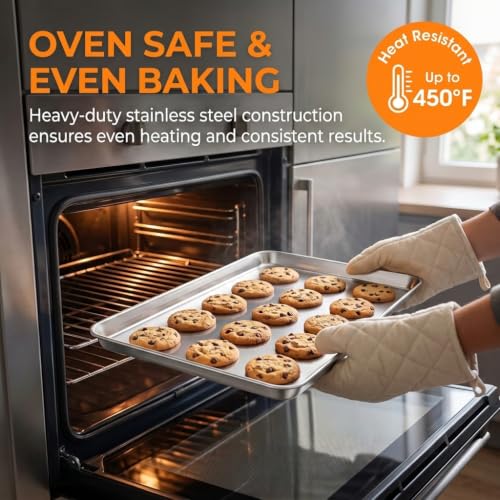 Baking Sheet 17.6"x 13"x 1" Stainless Steel Large Cookie Sheet Pan (2 Count)