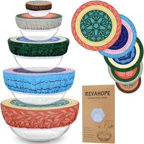 5Pcs Reusable Beeswax Elastic Bowl Covers for Bread Proofing and Food Cover (5 Count)