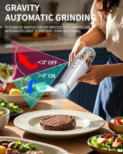 Gravity Electric Salt and Pepper Grinder Set with 2 (2 Count)