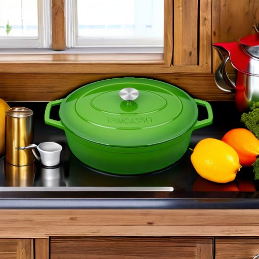 9.3 Qt Oval Enameled Cast Iron Dutch Oven with Lid