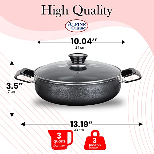 3 Quart Non stick Caldero Stock Pot with Tempered Glass Lid and Carrying Handles