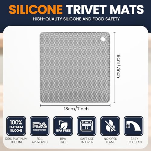 Silicone Trivet Mats 4 Heat Resistant Pot Holders Multipurpose Non