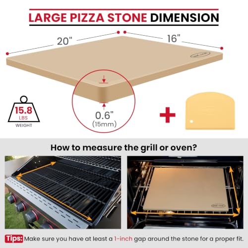 20 x 16 Inch Extra Large Pizza Stone for Oven and Grill