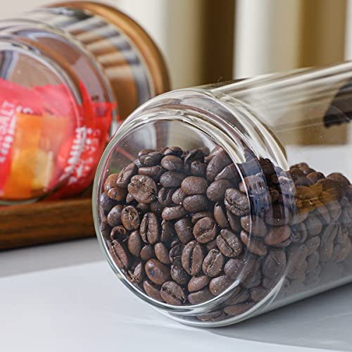 15 OZ Glass Jars with Airtight Acacia Wood Lids (4 Count)