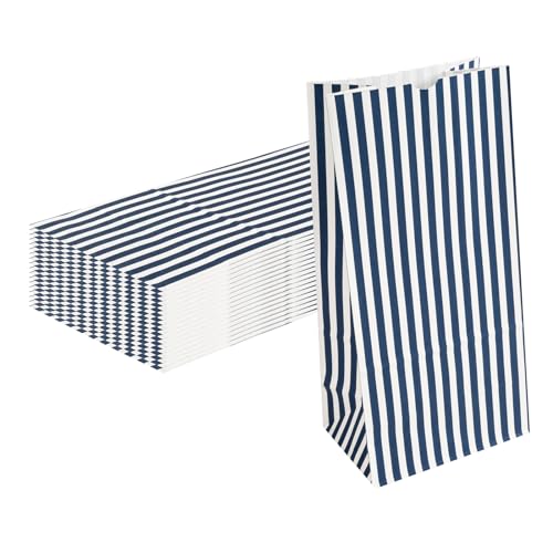Blue And White Stripe Paper Bag (100 Count)