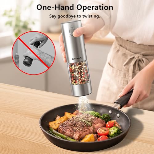 Salt & Pepper Grinder Set with Rechargeable Base