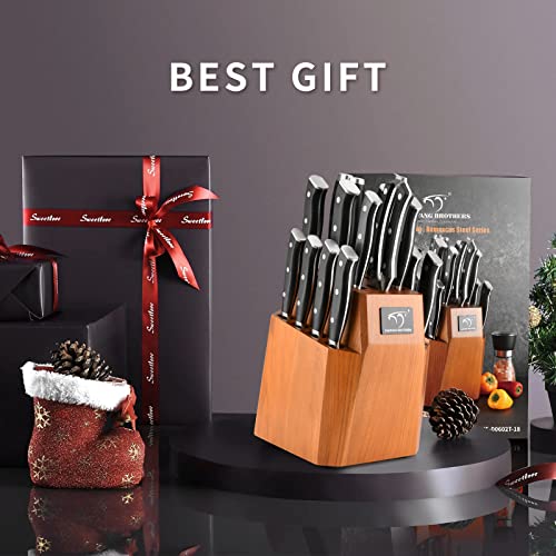 18PCS Damascus Japanese Kitchen Knife Set with Block (18 Count)