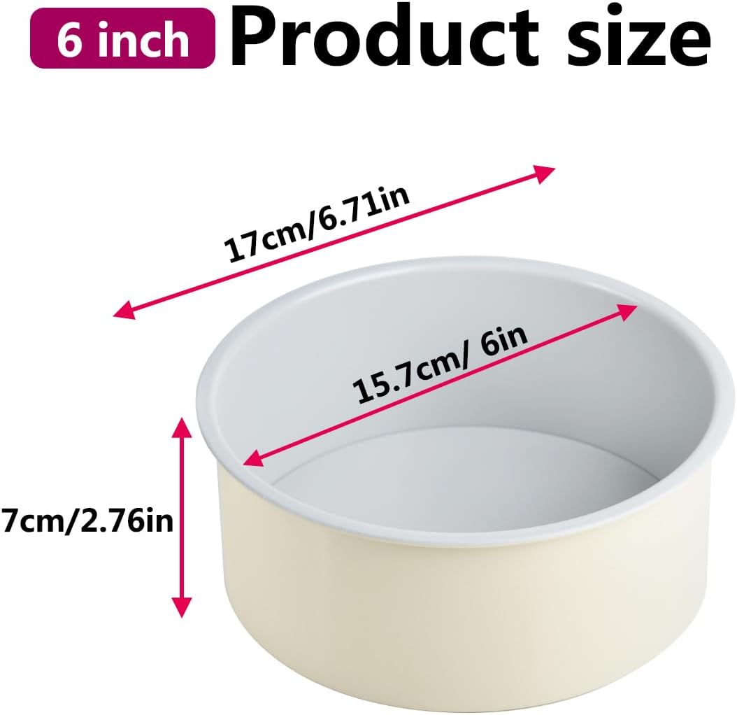 Guowall 6 inch Cake Pan with Removable Bottom Carbon Steel Round Chiffon Cake Tin Round Shaped Nonstick Cheesecake Mould for Baking - Cream Color - Culinary Roots