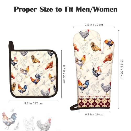 Farmhouse Rooster Oven Mitts and Pot Holders Set (2 Count)