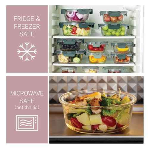 Premium 32 Pc. Borosilicate Glass Food Container Set with Dividers
