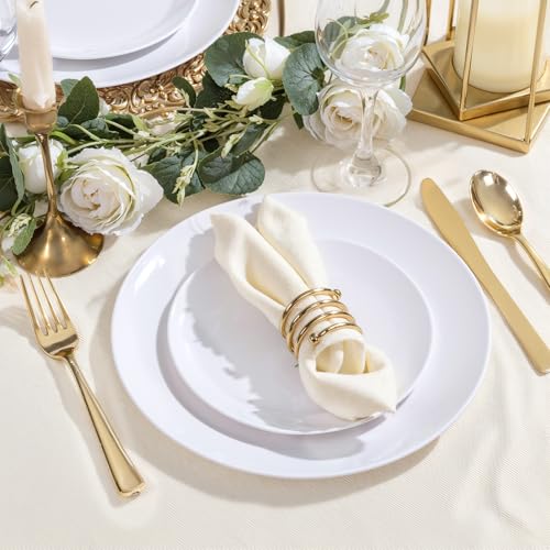 200 Pieces White Plastic Plates Disposable (200 Count)