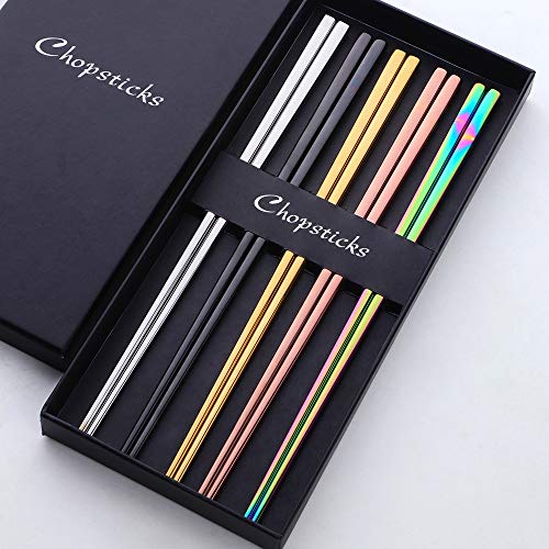 5 pair Colorful Stainless Steel Chopsticks